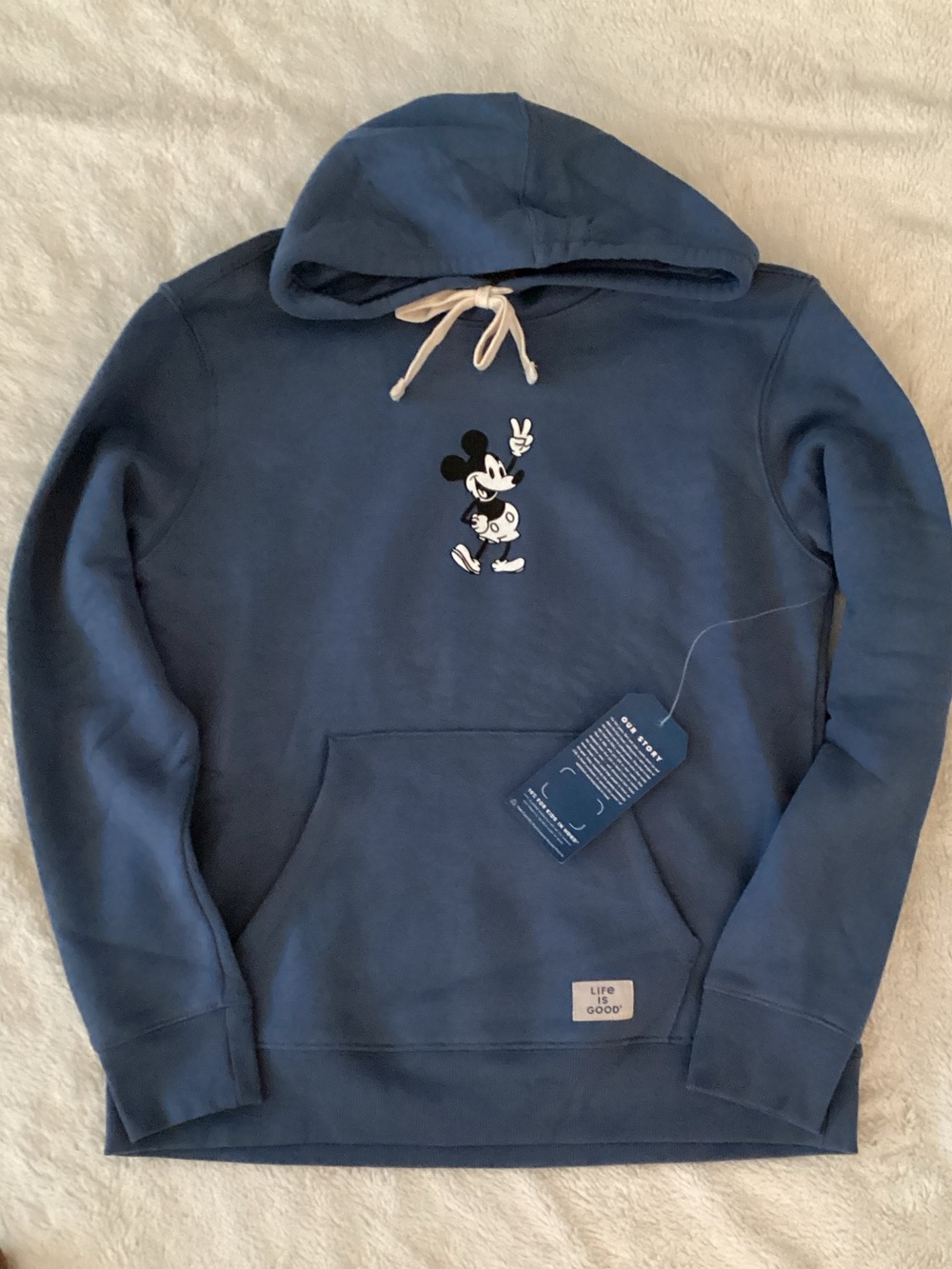 NWT, Blue, Life Is Good, Mickey Mouse, Pullover Hooded Sweatshirt